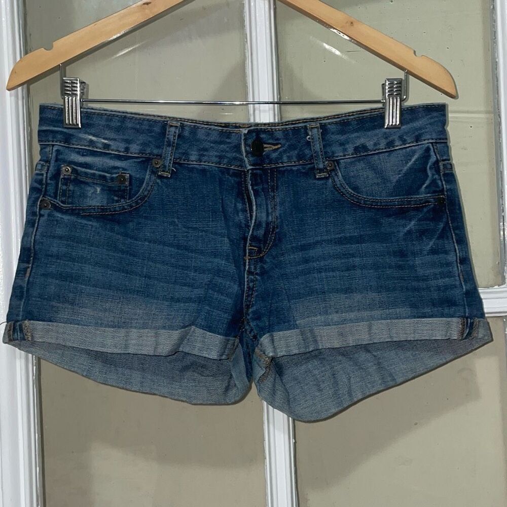 Aeropostale women teen juniors blue medium denim jean short shorts size 5/6 - Picture 2 of 9